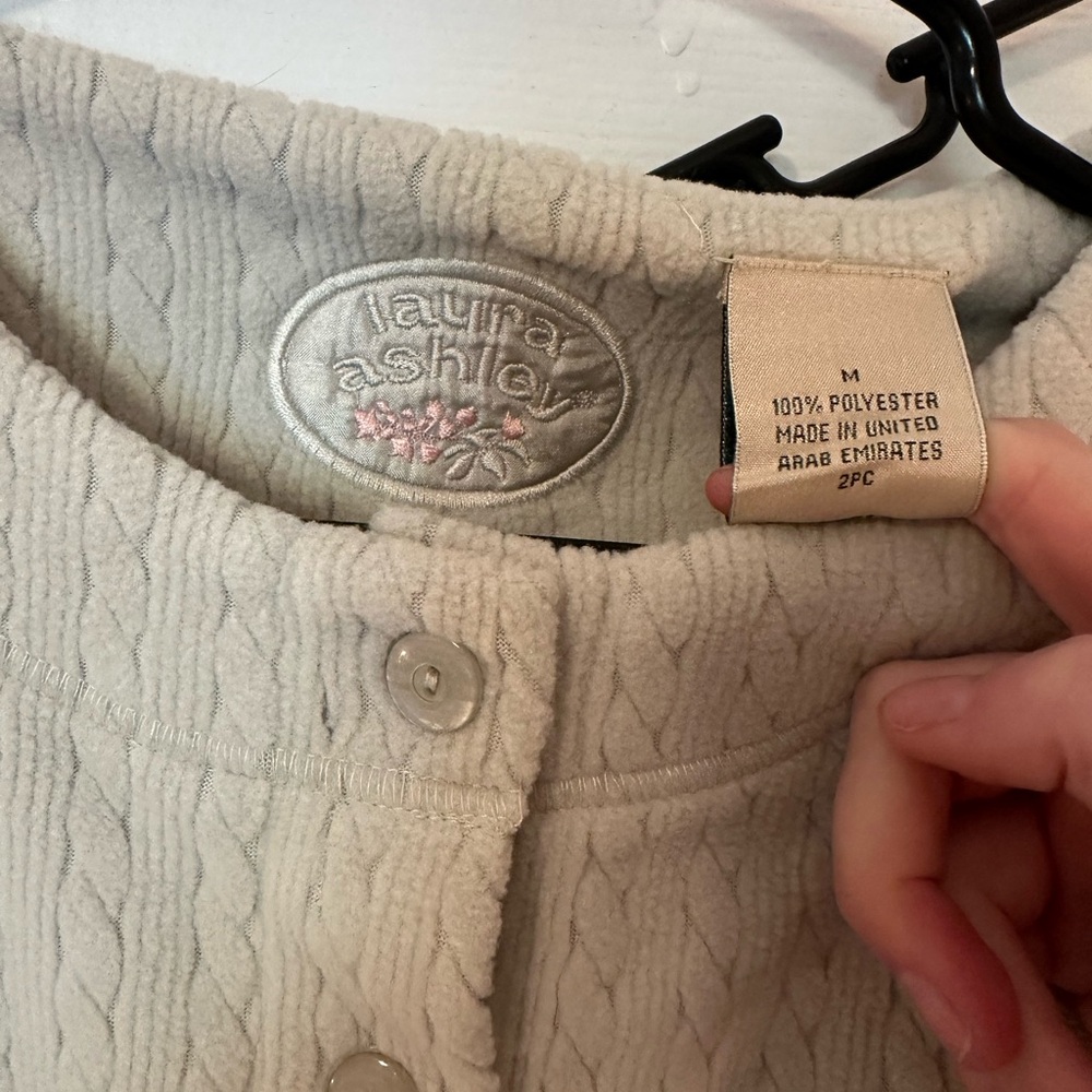 Vintage Laura Ashley Sage Knit Cardigan Sleep Set - Picture 2 of 6